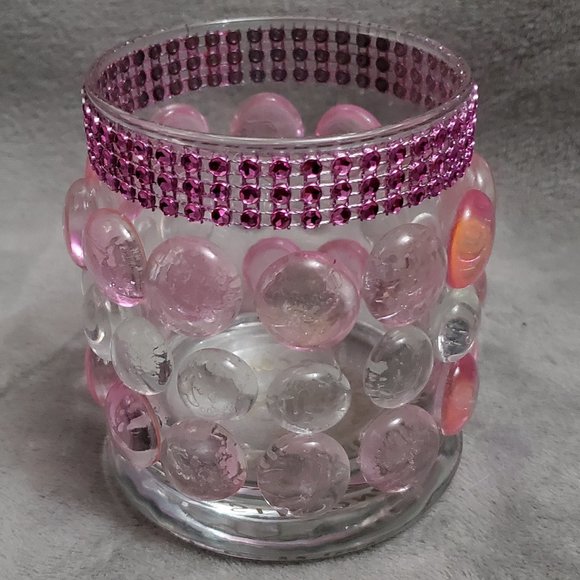 Round Glass Luminary Vase 4" Tall x 3" Wide Pink - Picture 2 of 3